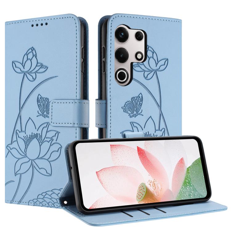 For itel S25 Ultra Lotus Embossed Leather Phone Case with Lanyard