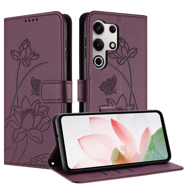 For itel S25 Ultra Lotus Embossed Leather Phone Case with Lanyard