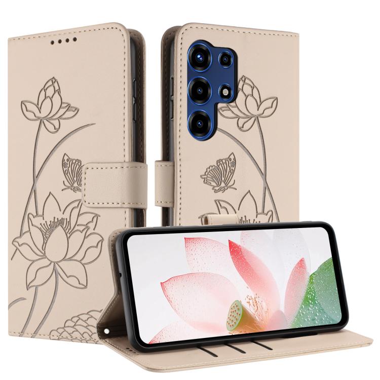 For itel Super 26 Ultra Lotus Embossed Leather Phone Case with Lanyard