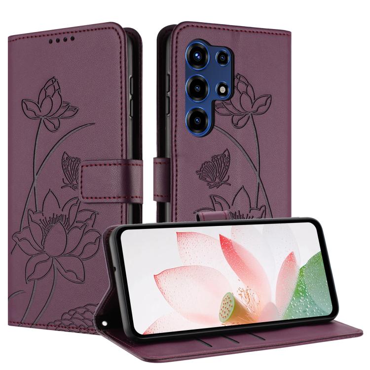 For itel Super 26 Ultra Lotus Embossed Leather Phone Case with Lanyard