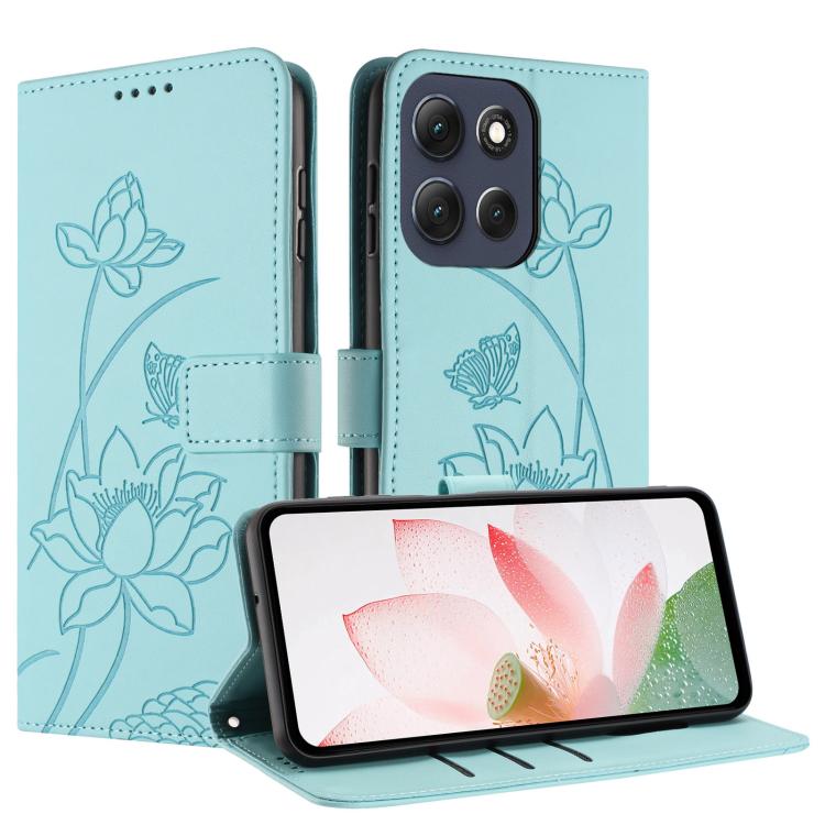 For Motorola Moto G86 5G Lotus Embossed Leather Phone Case with Lanyard