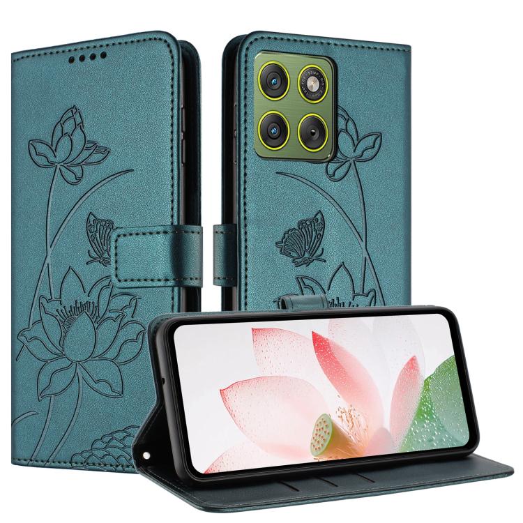 For Motorola Edge 70 5G Lotus Embossed Leather Phone Case with Lanyard