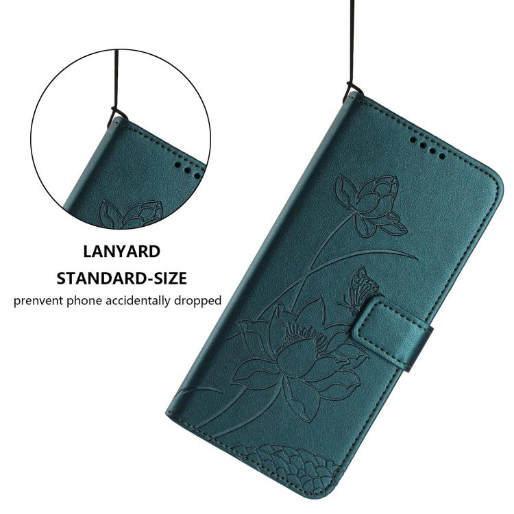 For Nokia C02 Lotus Embossed Leather Phone Case with Lanyard