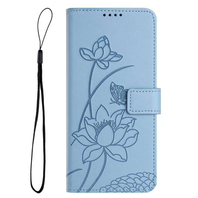 For Nokia C12 Lotus Embossed Leather Phone Case with Lanyard