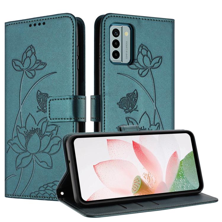 For Nokia G22 Lotus Embossed Leather Phone Case with Lanyard