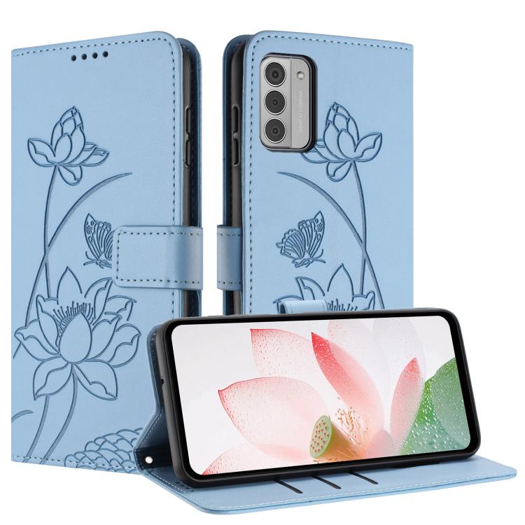 For Nokia G42 Lotus Embossed Leather Phone Case with Lanyard