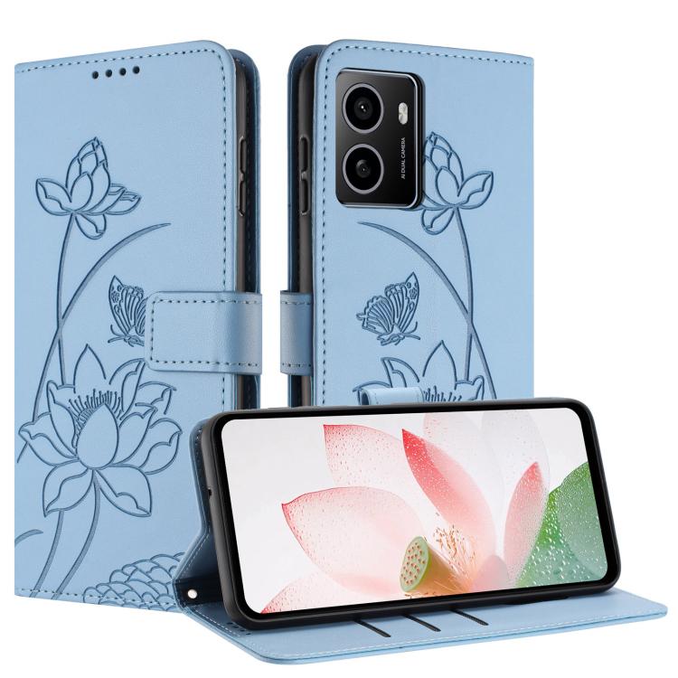 For HMD Pulse Lotus Embossed Leather Phone Case with Lanyard