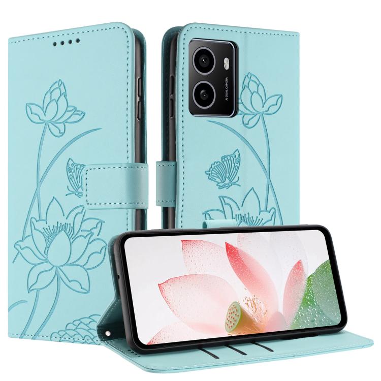 For HMD Pulse Lotus Embossed Leather Phone Case with Lanyard