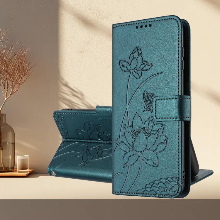For HMD Pulse Lotus Embossed Leather Phone Case with Lanyard