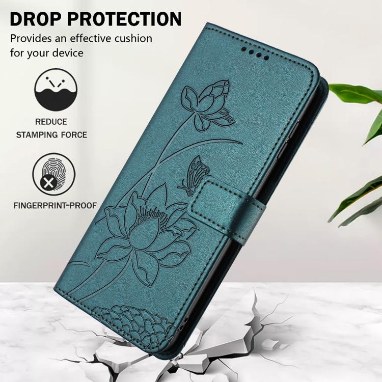 For Sony Xperia 5 VI Lotus Embossed Leather Phone Case with Lanyard