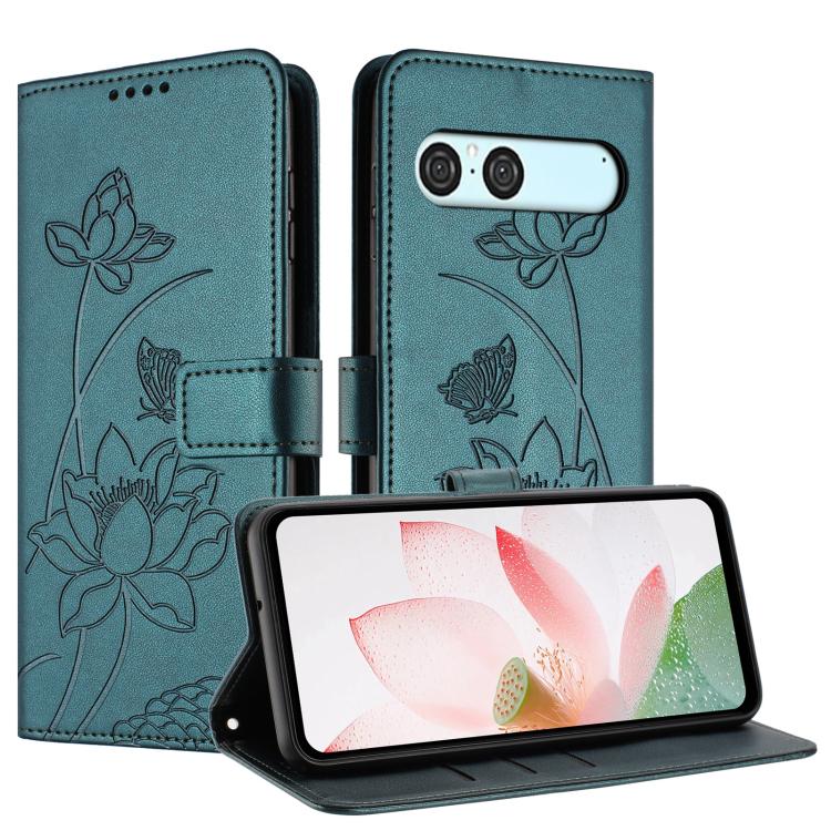 For Sony Xperia 10 VII Lotus Embossed Leather Phone Case with Lanyard