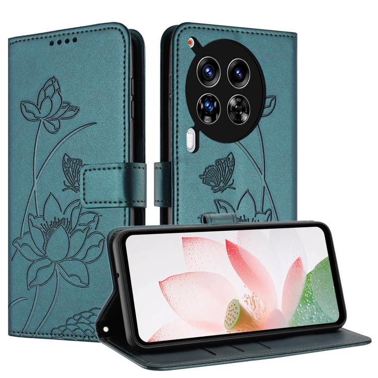 For Tecno Camon 30 4G / 5G Lotus Embossed Leather Phone Case with Lanyard