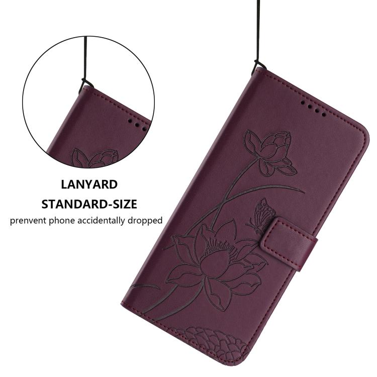 For Tecno Camon 30 Pro 5G Lotus Embossed Leather Phone Case with Lanyard
