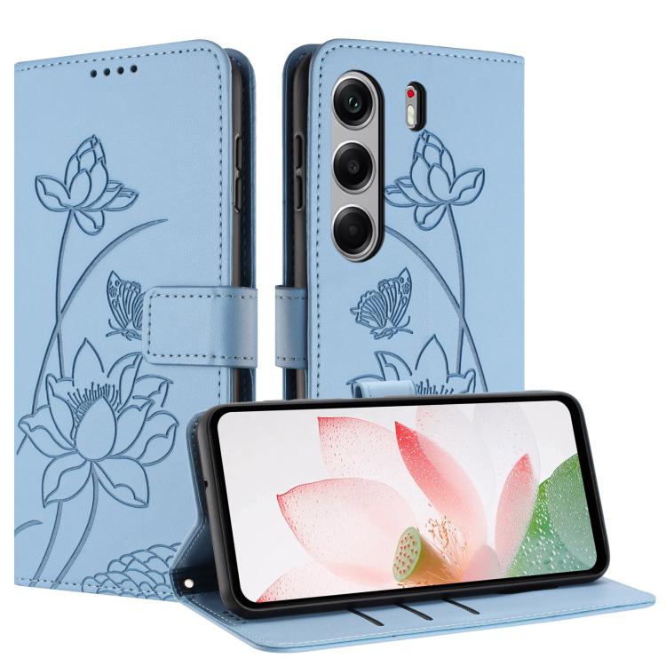 For Tecno Camon 40 Pro 5G Lotus Embossed Leather Phone Case with Lanyard