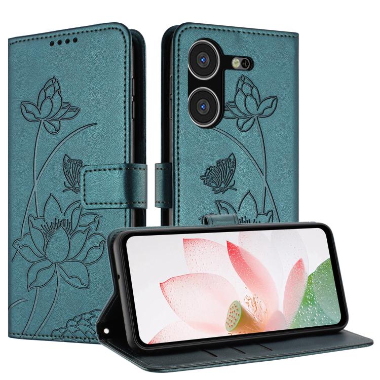 For Tecno Pova 5 Lotus Embossed Leather Phone Case with Lanyard