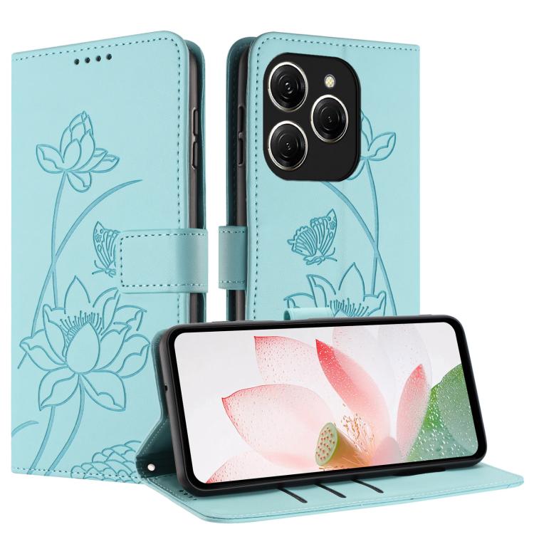 For Tecno Spark 20 Pro 5G Lotus Embossed Leather Phone Case with Lanyard