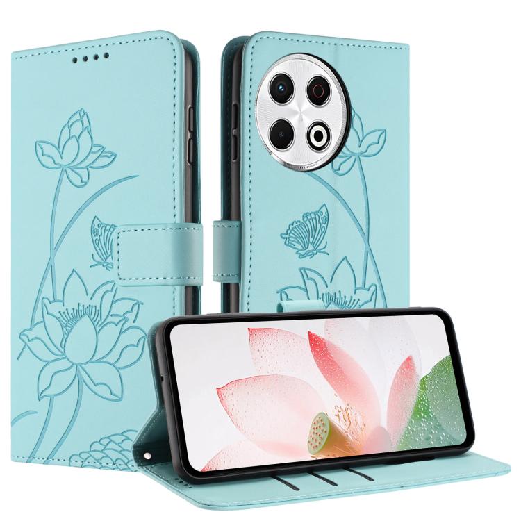 For Tecno Spark 30 Pro 4G Lotus Embossed Leather Phone Case with Lanyard