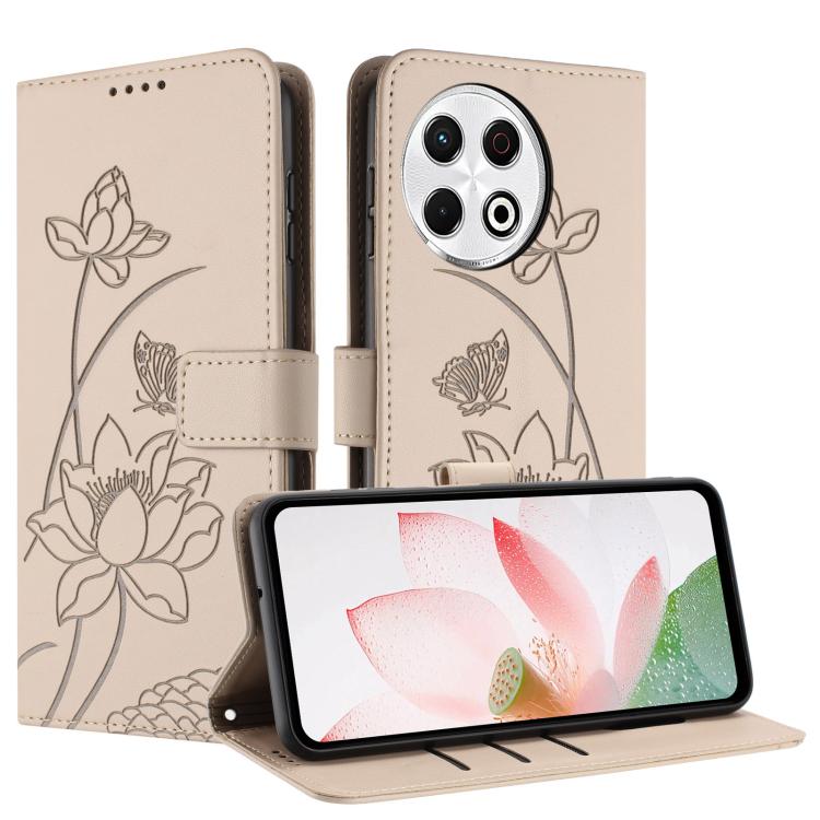 For Tecno Spark 30 Pro 4G Lotus Embossed Leather Phone Case with Lanyard