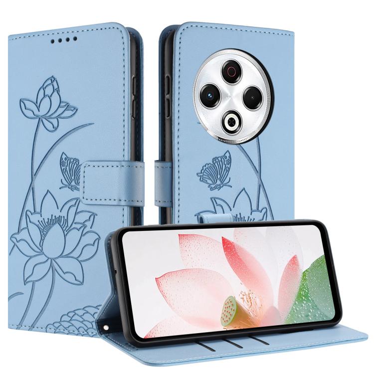 For Tecno Spark 30 4G Lotus Embossed Leather Phone Case with Lanyard