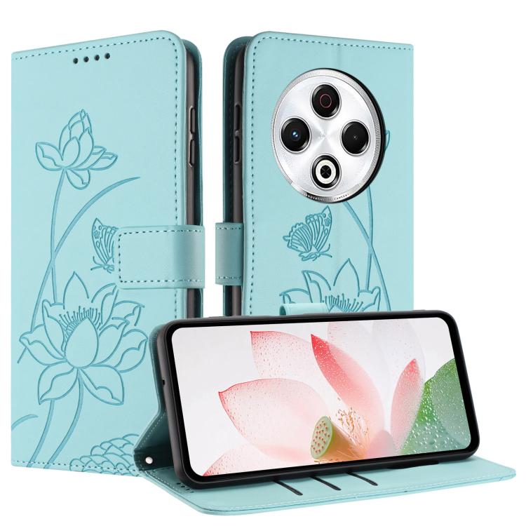 For Tecno Spark 30 4G Lotus Embossed Leather Phone Case with Lanyard
