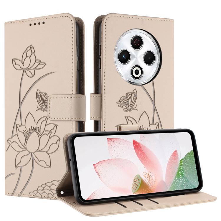 For Tecno Spark 30 4G Lotus Embossed Leather Phone Case with Lanyard