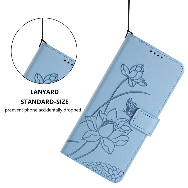 For Tecno Spark 40 4G Lotus Embossed Leather Phone Case with Lanyard