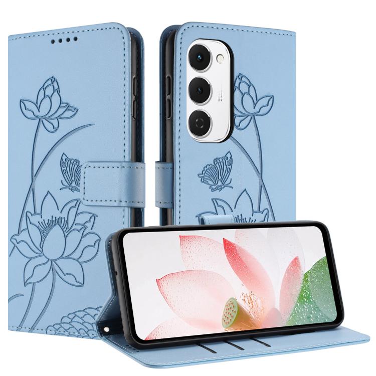 For Tecno Spark 40 Pro+ 4G Lotus Embossed Leather Phone Case with Lanyard