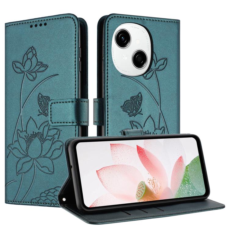 For Tecno Spark Go 1 / Go 2025 / Go 1S Lotus Embossed Leather Phone Case with Lanyard