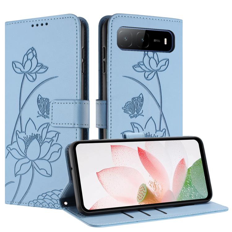 For Tecno Spark Go 5G 2025 Lotus Embossed Leather Phone Case with Lanyard