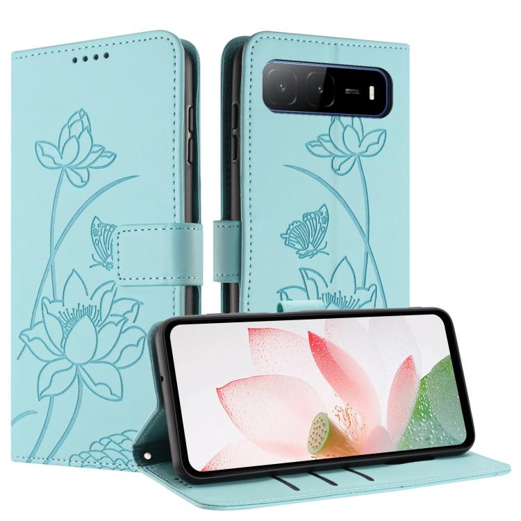 For Tecno Spark Go 5G 2025 Lotus Embossed Leather Phone Case with Lanyard