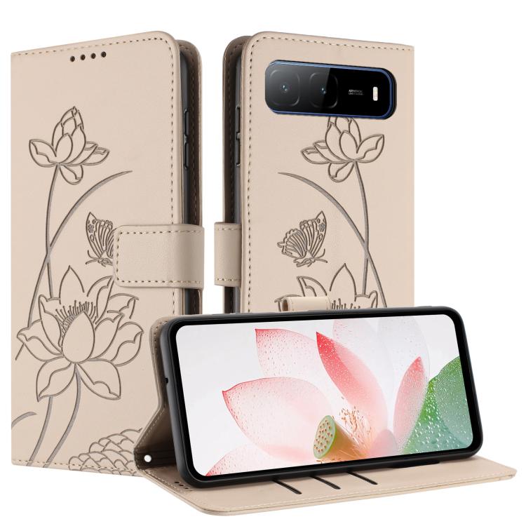 For Tecno Spark Go 5G 2025 Lotus Embossed Leather Phone Case with Lanyard