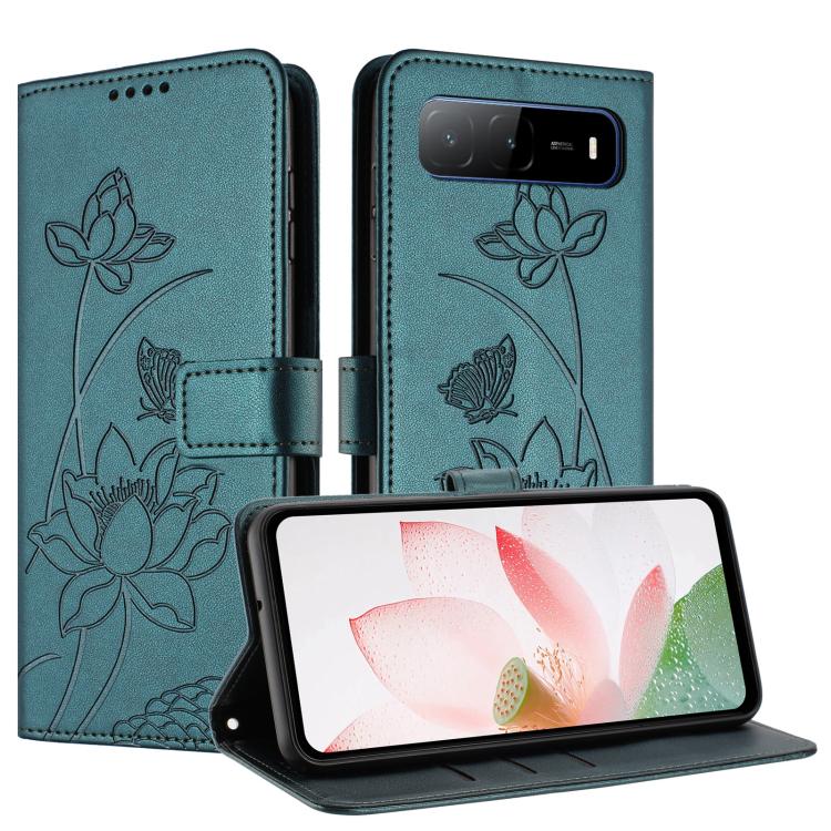 For Tecno Spark Go 5G 2025 Lotus Embossed Leather Phone Case with Lanyard