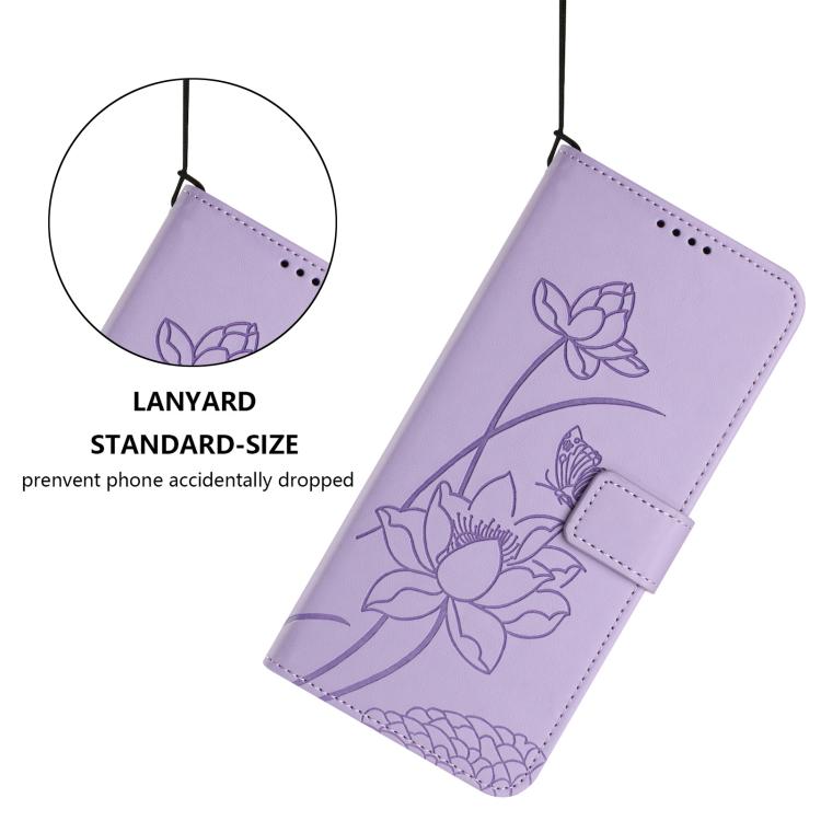 For Tecno Camon 50 4G Lotus Embossed Leather Phone Case with Lanyard