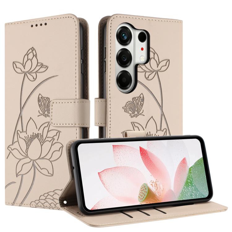 For Tecno Camon 50 4G Lotus Embossed Leather Phone Case with Lanyard
