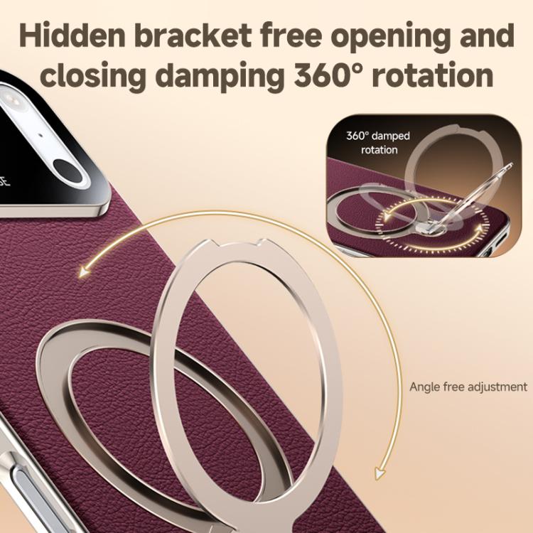 For iPhone 13 Pro Skin Feel Leather Texture Cooling MagSafe Phone Case with 360 Degrees Rotating Holder