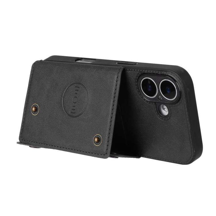 For iPhone 17 Double Buckle Card Slots Magnetic Phone Case