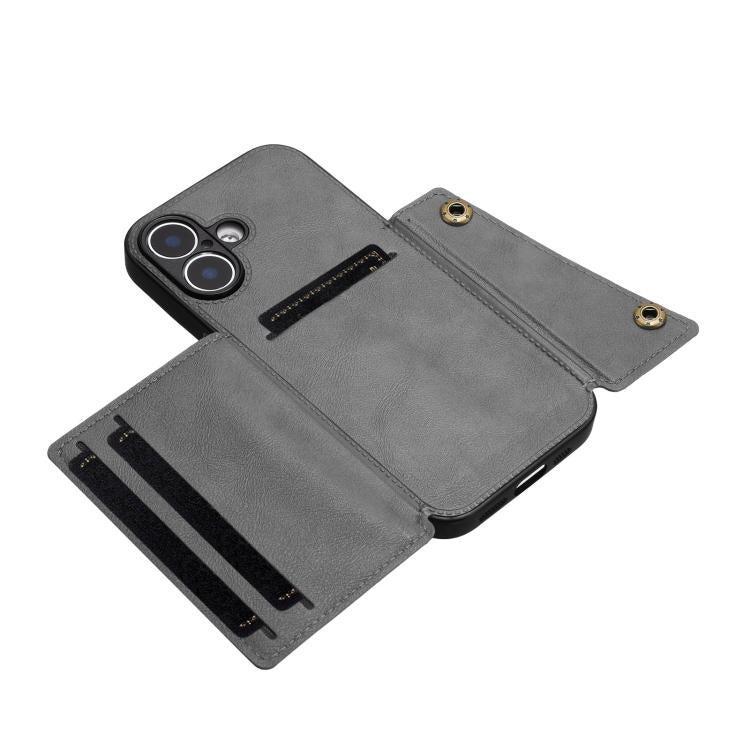 For iPhone 17 Double Buckle Card Slots Magnetic Phone Case
