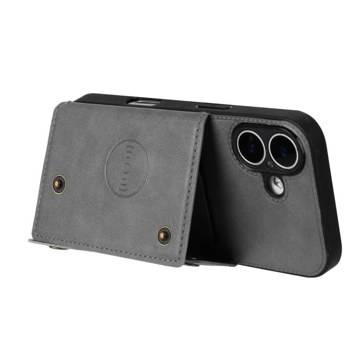 For iPhone 17 Double Buckle Card Slots Magnetic Phone Case