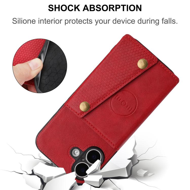 For iPhone 17 Double Buckle Card Slots Magnetic Phone Case
