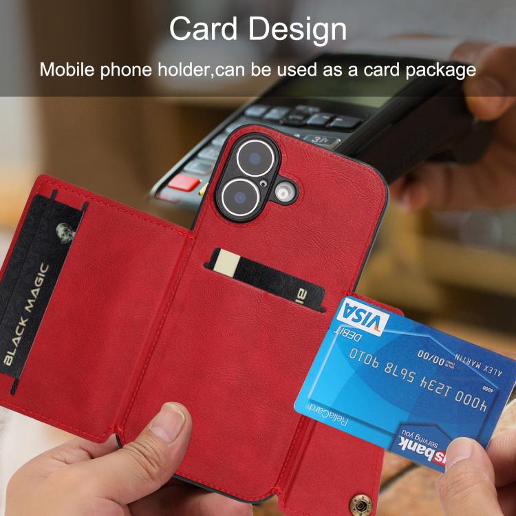 For iPhone 17 Double Buckle Card Slots Magnetic Phone Case