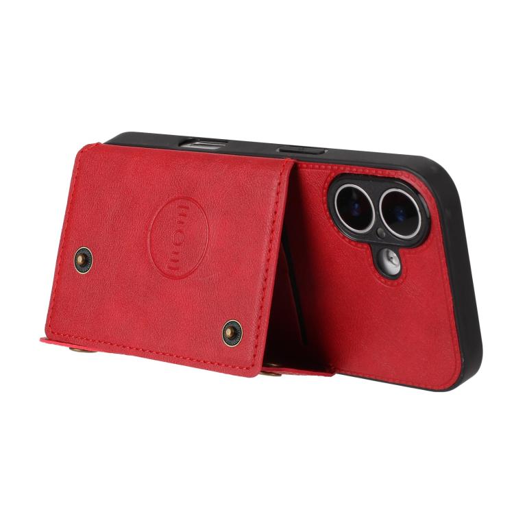 For iPhone 17 Double Buckle Card Slots Magnetic Phone Case
