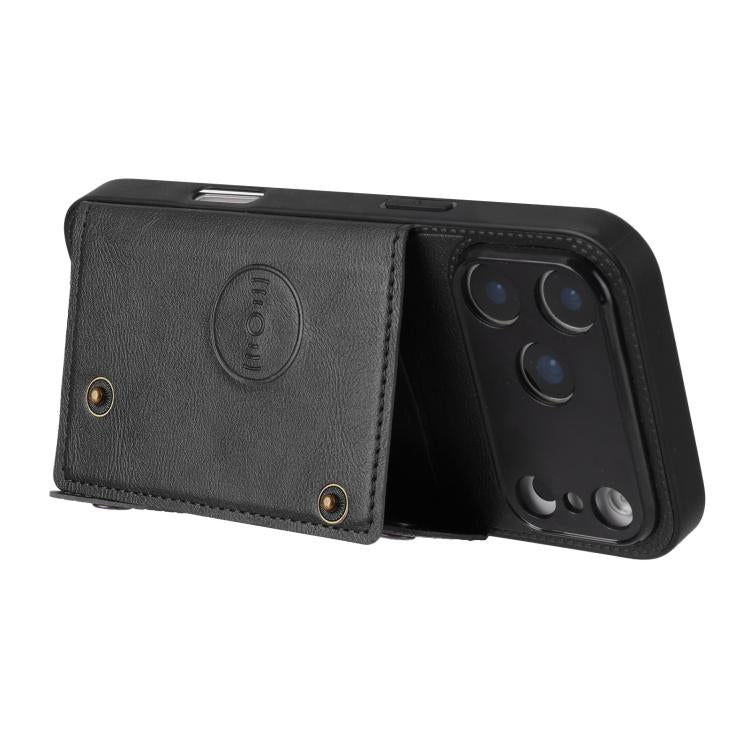 For iPhone 17 Pro Double Buckle Card Slots Magnetic Phone Case