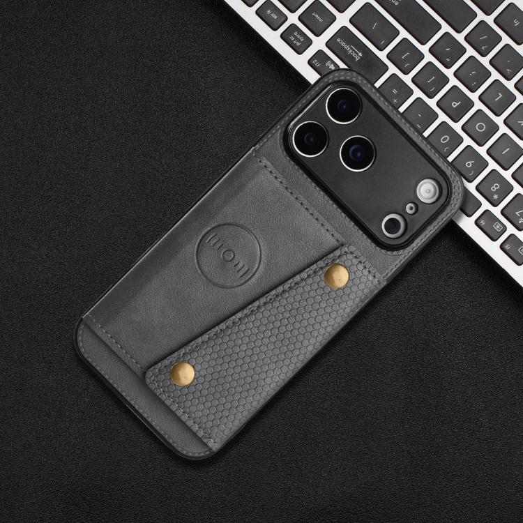 For iPhone 17 Pro Double Buckle Card Slots Magnetic Phone Case