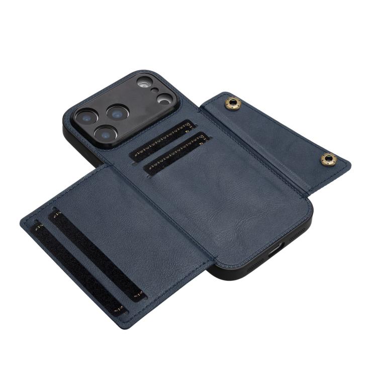 For iPhone 17 Pro Double Buckle Card Slots Magnetic Phone Case