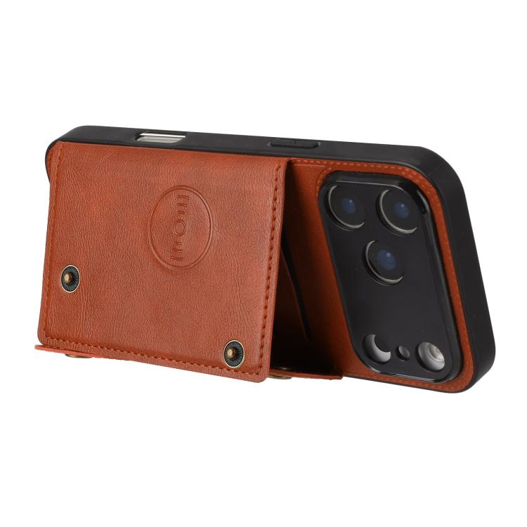 For iPhone 17 Pro Double Buckle Card Slots Magnetic Phone Case