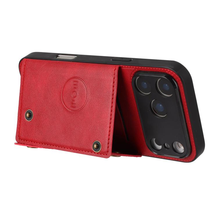For iPhone 17 Pro Double Buckle Card Slots Magnetic Phone Case