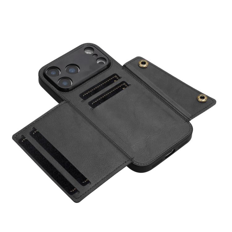 For iPhone 17 Pro Max Double Buckle Card Slots Magnetic Phone Case