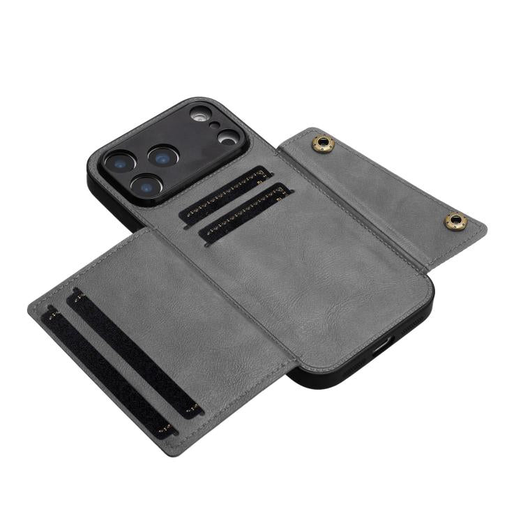 For iPhone 17 Pro Max Double Buckle Card Slots Magnetic Phone Case