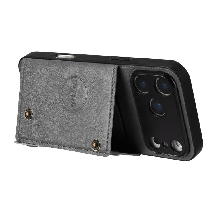 For iPhone 17 Pro Max Double Buckle Card Slots Magnetic Phone Case
