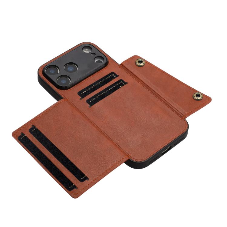 For iPhone 17 Pro Max Double Buckle Card Slots Magnetic Phone Case